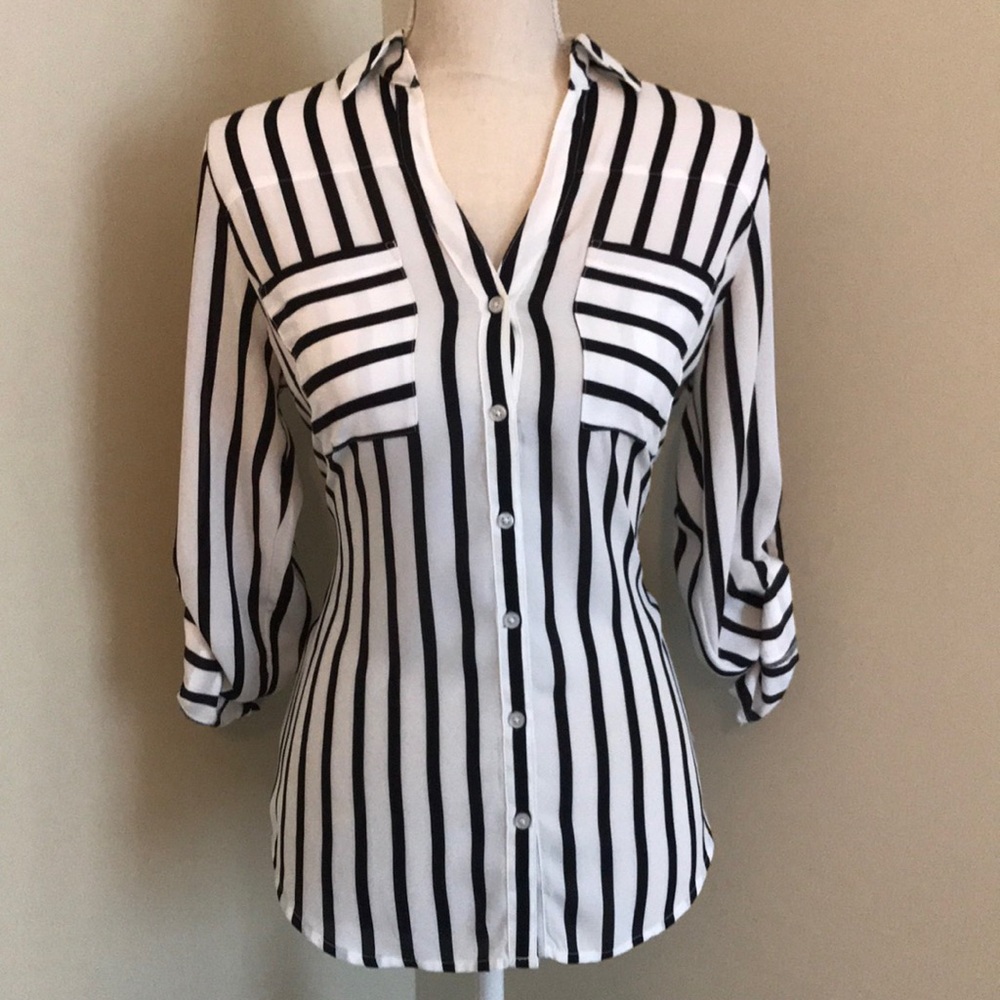Black and white striped Express Portofinio top